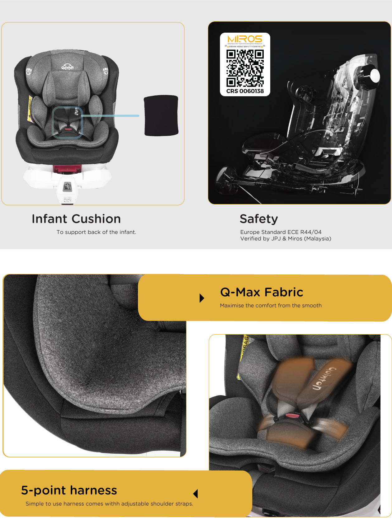 quinton baby one spin 360 rotating convertible safety car seat 宝宝儿童汽车安全座椅